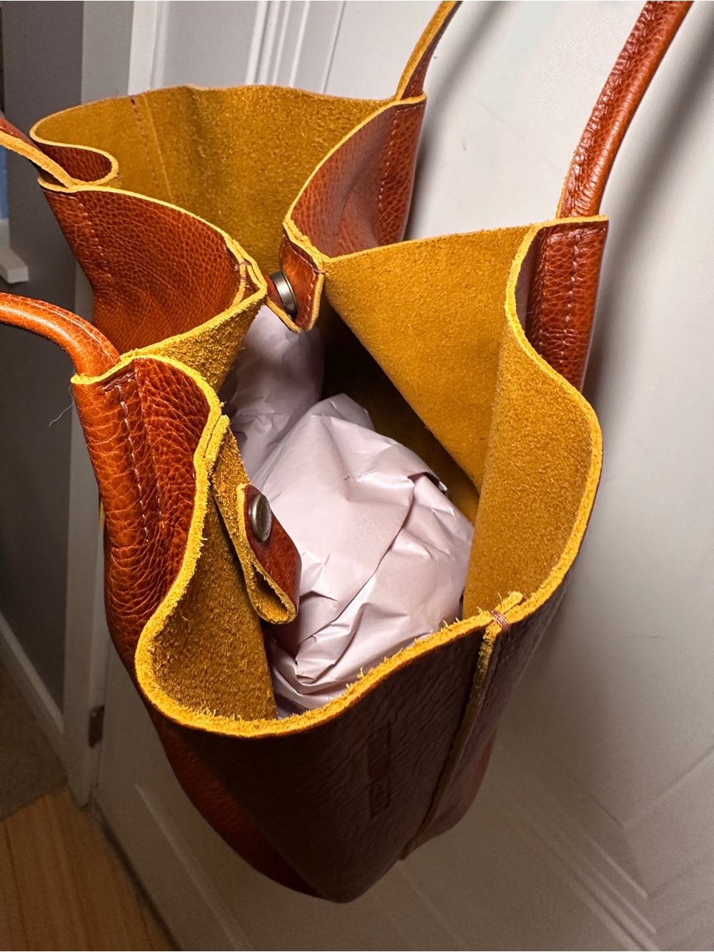 Portland Leather Large Devan Bucket Tote - Nutmeg - Picture 13 of 13